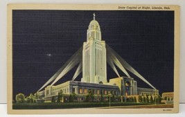 Lincoln Nebraska State Capitol at Night Postcard E16 - £3.74 GBP