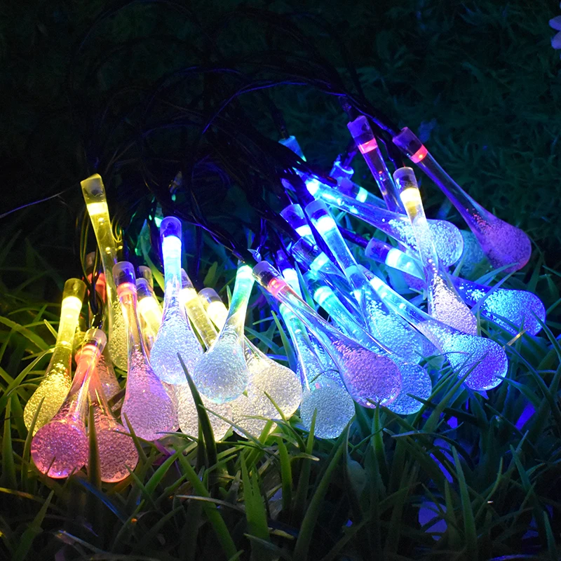 20 LED Water Drop Solar Powered  String Lights LED Fairy Light for Wedding Chris - £157.53 GBP