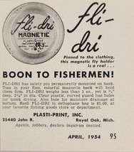1954 Print Ad Fli-Dri Magnetic Fishing Fly Holders Plasti-Print Royal Oa... - £7.27 GBP