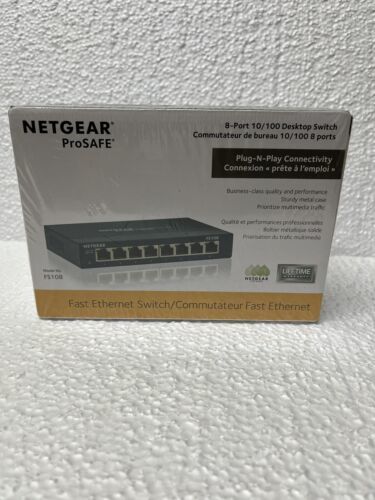 Netgear ProSAFE 8-port 10/100 Desktop Ethernet Switch Model #FS108 - BRAND NEW! - $41.57