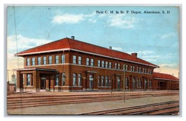 Milwaukee St. Paul Railroad Depot Aberdeen South Dakota SD 1917 DB Postcard R18 - £8.73 GBP