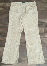 Women&#39;s Size 12 Liz Claiborne Bootcut Beige Tan Spotted Pattern Pants Jeans - £18.46 GBP