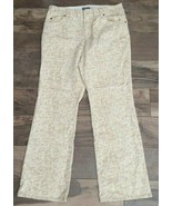 Women&#39;s Size 12 Liz Claiborne Bootcut Beige Tan Spotted Pattern Pants Jeans - £18.21 GBP