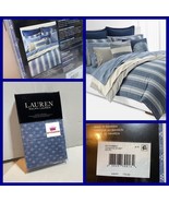$170 Ralph Lauren Gavin Blue 100% Cotton KING Pillowcases Shams 2pcs Set - £42.68 GBP
