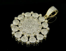 Exclusive 1.40Ct Round Cut Diamond 14K Yellow Gold Finish Cluster Charm Pendant - £83.90 GBP