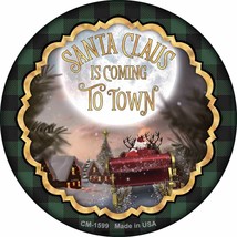 Santa Claus Is Coming To Town Novelty Circle Coaster Set of 4 - £15.68 GBP