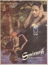 1977 Print Ad Smirnoff Vodka Beautiful Lady Gazes at Her Reflection in Pool - £10.65 GBP