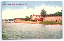 Postcard Bath House, Belle Isle, Detroit Michigan MI c1910s - £2.81 GBP