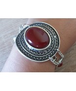 Silver Plated Curved Shaped Oval Chain Link Bracelet, Armenian Bracelet - $53.25 CAD
