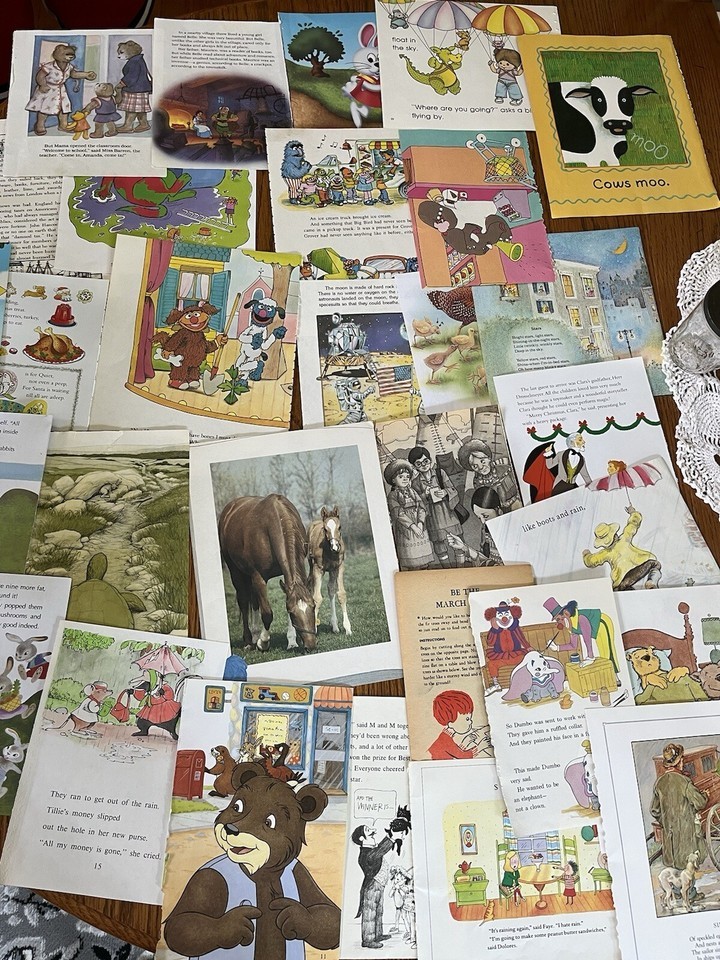 Lot Of 30 VINTAGE CHILDREN&#39;S BOOK PAGES Junk Journal, Scrapbooking Ephem... - $4.66