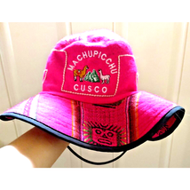 Machupicchu Cusco (PERU) Souvenir Bucket Hat Hand Woven Pink Unisex Hiki... - $11.87