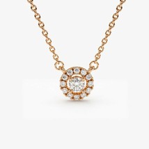 14K Chapado en Oro Rosa Plata de Ley 1/4ct Real Moissanita Halo Colgante Collar - £65.15 GBP