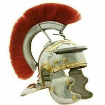 Medieval Roman Legion Officer Helmet With Red Plume Armor Gladiator Costume - £83.43 GBP