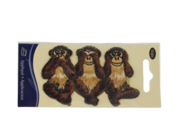 Wrights Fabric Iron-On Applique - New - See No Evil Monkeys - £3.93 GBP