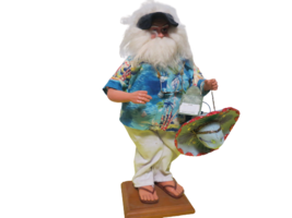 Santas Workshop Collectible Santa Claus Figurine Surfing Beach Sombrero ... - £22.42 GBP