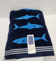 CARO Home Coastal Blue Shark Pool Beach Towel 36&quot;x68&quot;  NEW! - $37.99