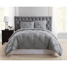 Truly Soft Everyday Pleated 3 Pieces Duvet Cover Set,Gray,King - £46.36 GBP