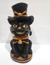 Halloween Vintage Style Black Cat Resin Tabletop Statue Figurine 9.5&quot; - $32.99