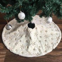 Golden Sequin Faux Rabbit Fur Embroidered Snowflake Tree Skirt - $3,079.18+