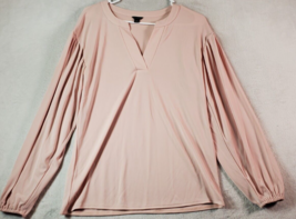 Ann Taylor Blouse Top Women Size XS Light Pink Knit Polyester Long Sleeve V Neck - £15.86 GBP