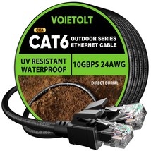 Cat 6 Outdoor Ethernet Cable 100 ft 24AWG 10Gbps Cat6 Ethernet Cable Cor... - £36.49 GBP