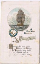 Postcard A New Year Greeting Ship Anchor Hands - $2.96