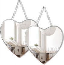 Qmdecor Heart Shaped Mirror With Iron Chain For Wall Decor 12X12 Inch 2 Pack - £35.85 GBP