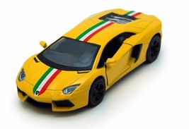 New 5&quot; Lamborghini Aventador Lp700-4 Stripes Diecast Toy Car 1:38 Yellow Gift Ki - £14.58 GBP