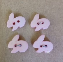 Vintage Novelty Plastic Pink Rabbits 4 Count Button W/ Shanks Sewing  - £3.78 GBP