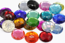 25mm Flat Back Round Acrylic Jewels Plastic Rhinestones 20 Pieces - 21 Colors - £7.72 GBP+