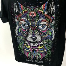 Vintage Wolf Tee Cancun Neon Bold Color Sz S Black Mexico T Shirt - £31.00 GBP