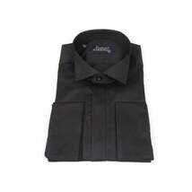 Men's Tux Shirt FAMOZO Turkey 100% Cotton French Cuffs Wing Tip FA3 Black image 4