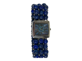 Genuine Beaded Lapis Stretchable Watch Bracelet Abalone face Gem Essence New Bat - £74.73 GBP