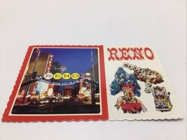 Postcard Reno Nevada Arch at Night Stylized Drawing Scallop Edge Vintage 1980s - £8.08 GBP