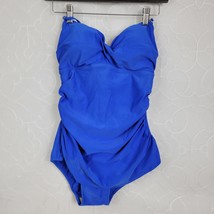 Alicia Simone Womens Swimsuit 8 Blue One Piece Twist Front Halter Neck - $16.70