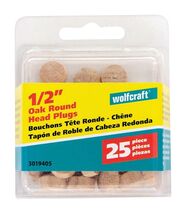 Wolfcraft Round Oak Head Plug 1/2 in. D X 0.3 in. L Natural 25-Pack - $7.95