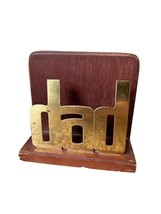Vintage Mid Century Modern MCM Wood Metal DAD letter business card desk ... - $15.99