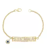 Custom Diamond Bar Bracelet With Evil Eye - $1,650.00