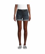 TIME AND TRU WOMEN&#39;S MID RISE RELAXED FIT CUFFED 4&quot; SHORTS NEW DARK WASH... - $14.99