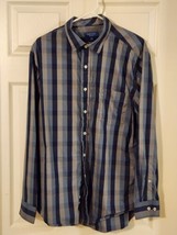 COLE HAAN MENS XL LONG SLEEVE BUTTON UP STRIPED COTTON NYLON BLEND - £15.14 GBP