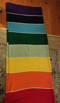 Vintage  Afghan Afgan Crocheted Blanket Throw Rainbow Pride 73 x 96 - $65.09