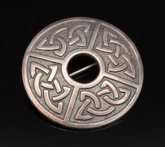 JF SCOTLAND 925 Silver - Vintage Open Center Celtic Knot Brooch Pin - BP9931 - £67.07 GBP