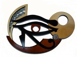 Unique Mythical Wood Wall Sculpture - The Eye of Horus - Egyptian Art - £199.37 GBP