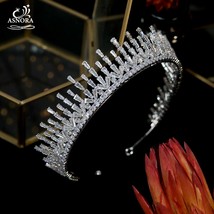 Wedding Hair Accessories Cubic Zirconia Headdress Shiny Luxury Jewelry Princess  - £92.22 GBP