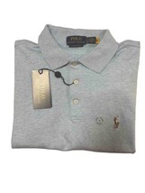 Polo Ralph Lauren Castom Slim Fit Polo Shirt Soft Blue New 100% Authentic Small - £32.03 GBP