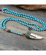 Gemstone Necklace, Turquoise Howlite, Gold Beads, Boho Gift, Gift for her - €74,47 EUR