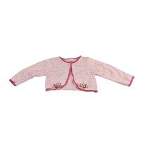 Carters Baby Girl 9 Months Pink Knit Cardigan Sweater Embroidered Rose F... - $39.60