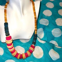 1970s wooden disc necklace - £17.34 GBP