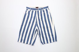 Vtg 90s Streetwear Womens Large Distressed Striped Baggy Loose Fit Denim... - $39.55