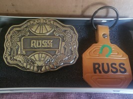 RUSS Name Belt Buckle Oden  &amp; Leather Keychain  Very Nice - $14.24